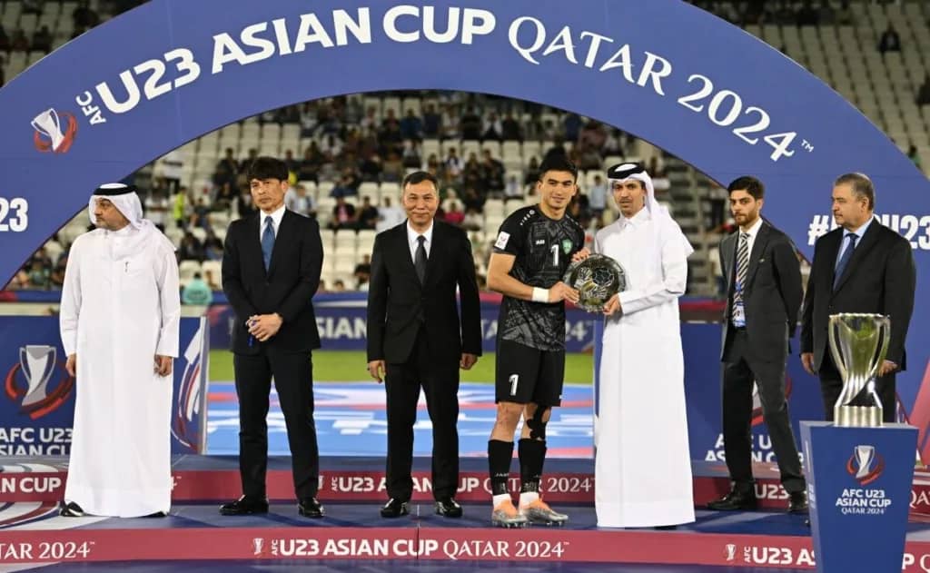 Abduvakhid Nematov của Uzbekistan được vinh danh là Thủ môn xuất sắc nhất AFC U23 Asian Cup Qatar 2024™ (Ảnh: AFC News)