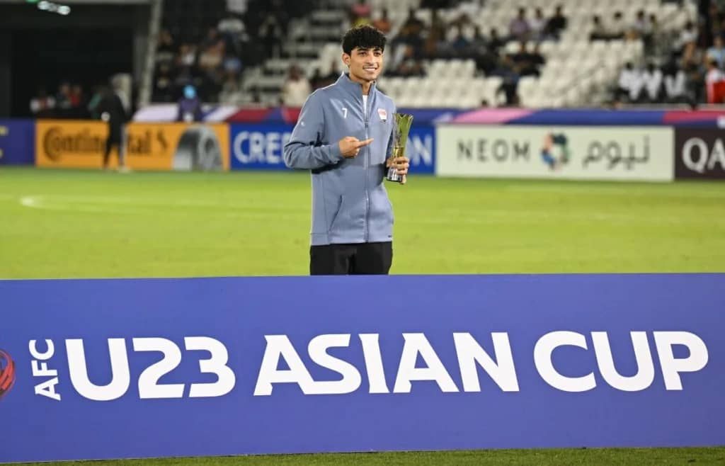 Tiền vệ Ali Jasim đã giành giải Vua phá lưới AFC U23 Asian Cup Qatar 2024™ Yili.